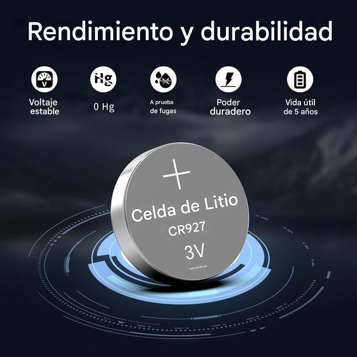 Kit De 5 Pilas de Botón Litio Pkcell CR927 3V 9.5x2.7 mm DL927, ECR927, BR927 - Tecneu