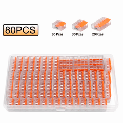 Kit de 80 conectores para empalmes rápidos tipo palanca con caja