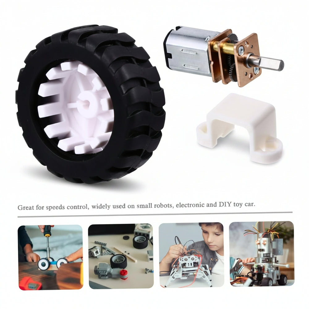 Kit De Micro Motorreductor Llanta Y Sujetador 30:1,50:1,150:1,298:1