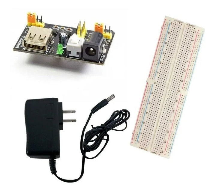 Kit Fuente Para Protoboard Mb102 + Eliminador + Protoboard - Tecneu