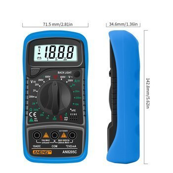 Kit Multímetro Digital An8205c Voltímetro Ac/dc Con Probadores Y Termopar - Tecneu