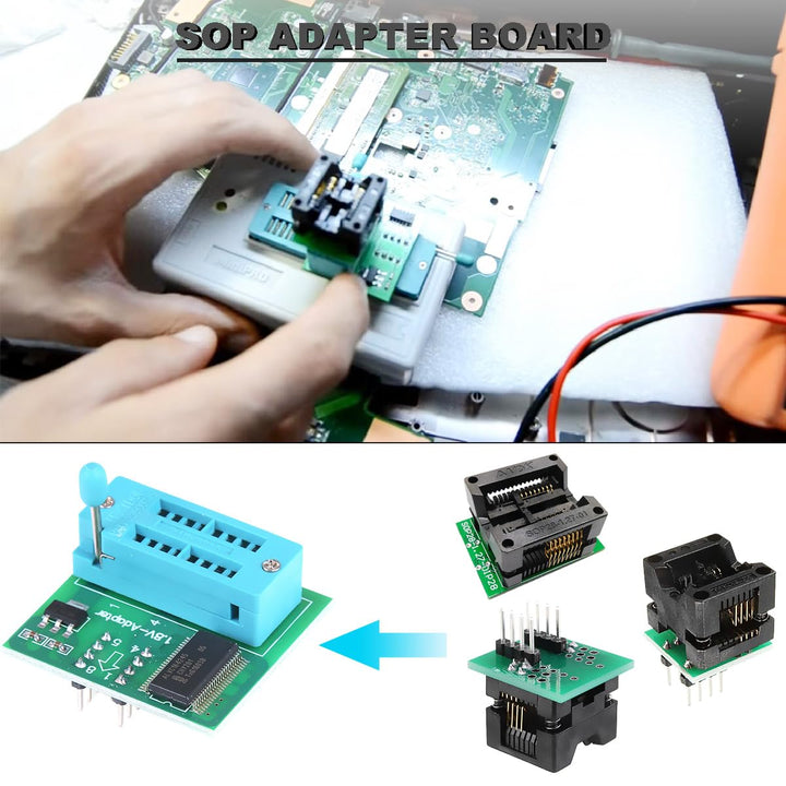 kit Programador CH341A USB BIOS EEPROM 24/25 + Pinza SOP8 + Adaptadores - Tecneu
