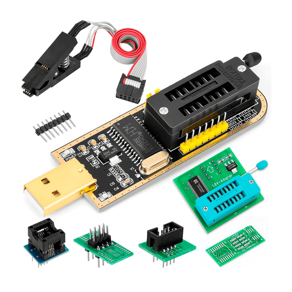 kit Programador CH341A USB BIOS EEPROM 24/25 + Pinza SOP8 + Adaptadores - Tecneu