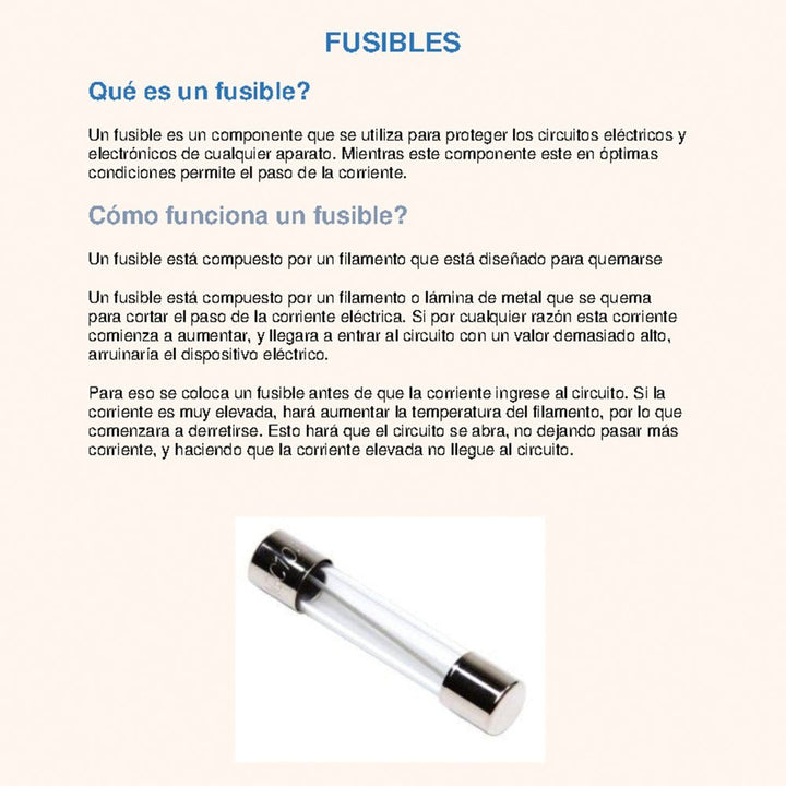 Fusible Tipo Europeo 250V 5x20mm Protección 1A - 10A - Tecneu