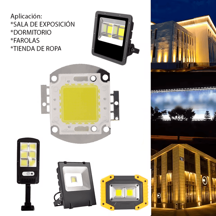 LED COB 32 - 34V Luz Blanca Fría Alto Brillo 100W 3500mA - Tecneu