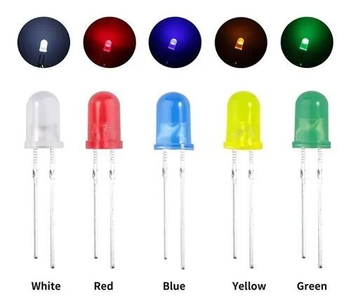Led Difuso 5mm Rojo, Amarillo, Azul, Verde, Blanco - Tecneu