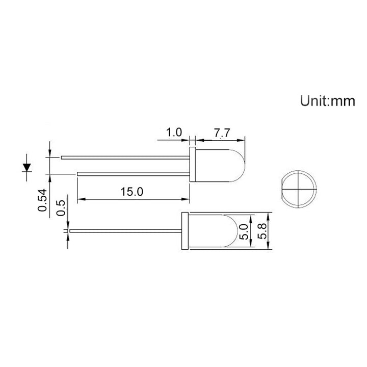 Led Difuso 5mm Rojo, Amarillo, Azul, Verde, Blanco - Tecneu