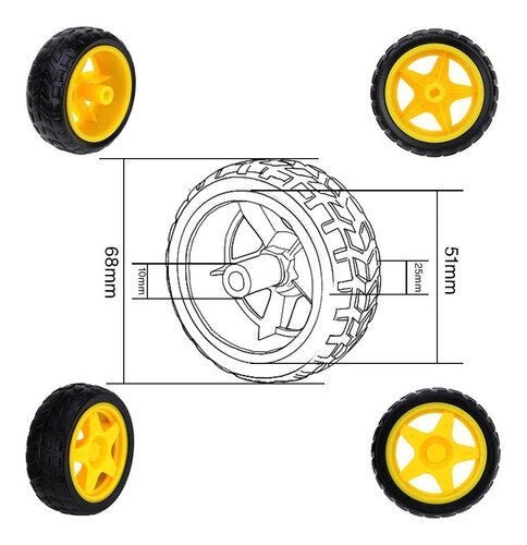 Llanta Para Motorreductor DC Amarilla - Tecneu