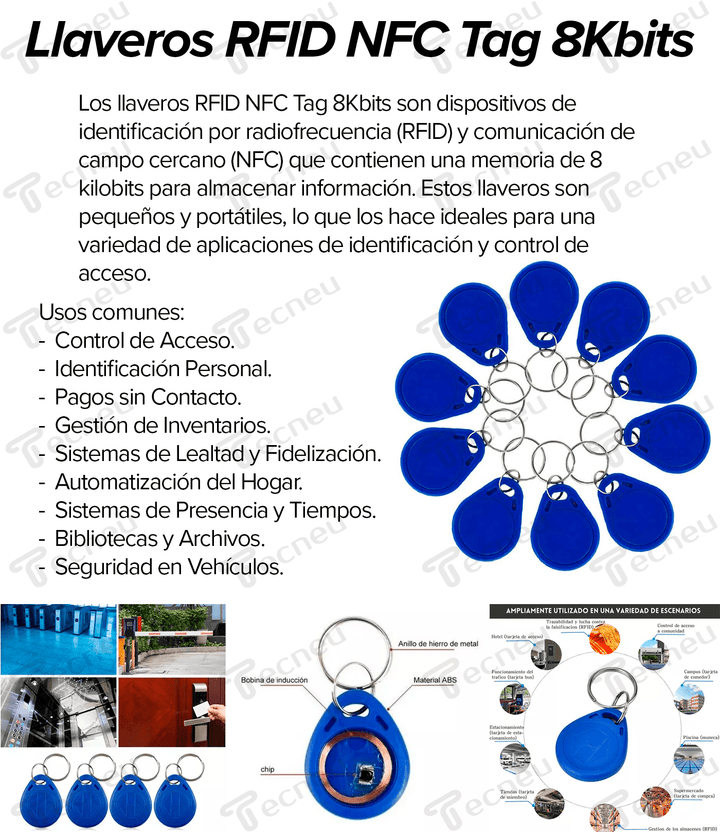 Llavero Rfid 125khz Nfc Tag S50 8 Kbits - Tecneu
