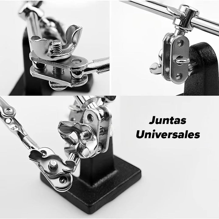 Lupa Con Luz Pinzas Base De Cautín Para Reparar Electronicos - Tecneu