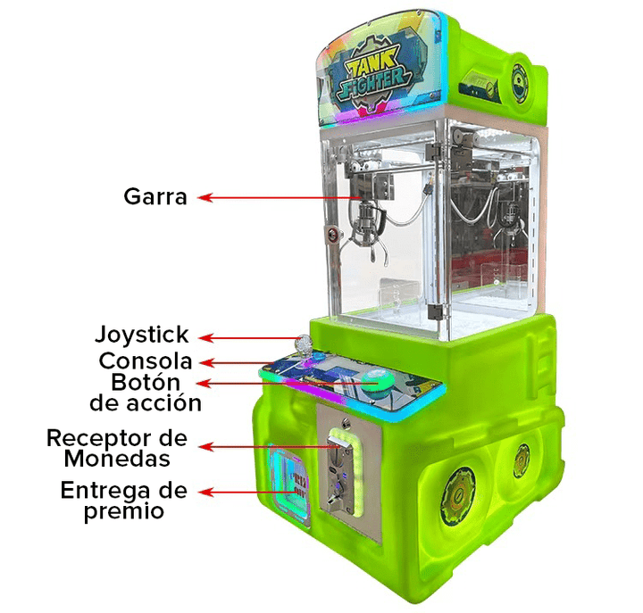 Máquina Mini Garra Caza Peluches Tank Fighter - Tecneu