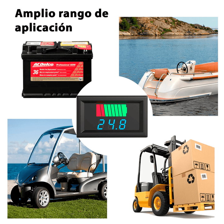 Medidor Capacidad y Voltaje de Batería 12V - 60VDC Impermeable Autorango - Tecneu