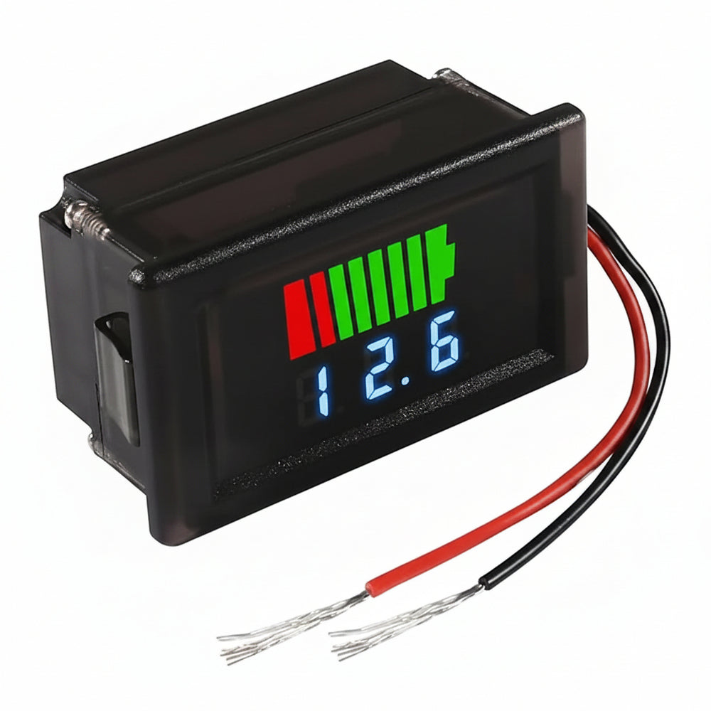 Medidor Capacidad y Voltaje de Batería 12V-60VDC Impermeable Autorango