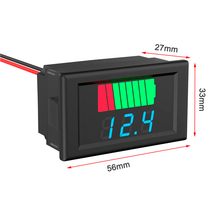 Medidor Capacidad y Voltaje de Batería 12V - 60VDC Impermeable Autorango - Tecneu