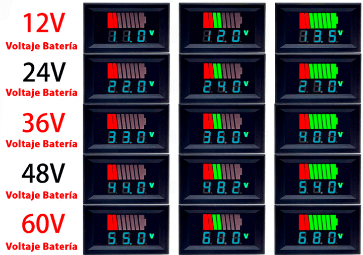 Medidor De Carga Y Voltímetro Digital Para Baterías 12 - 60VDC - Tecneu