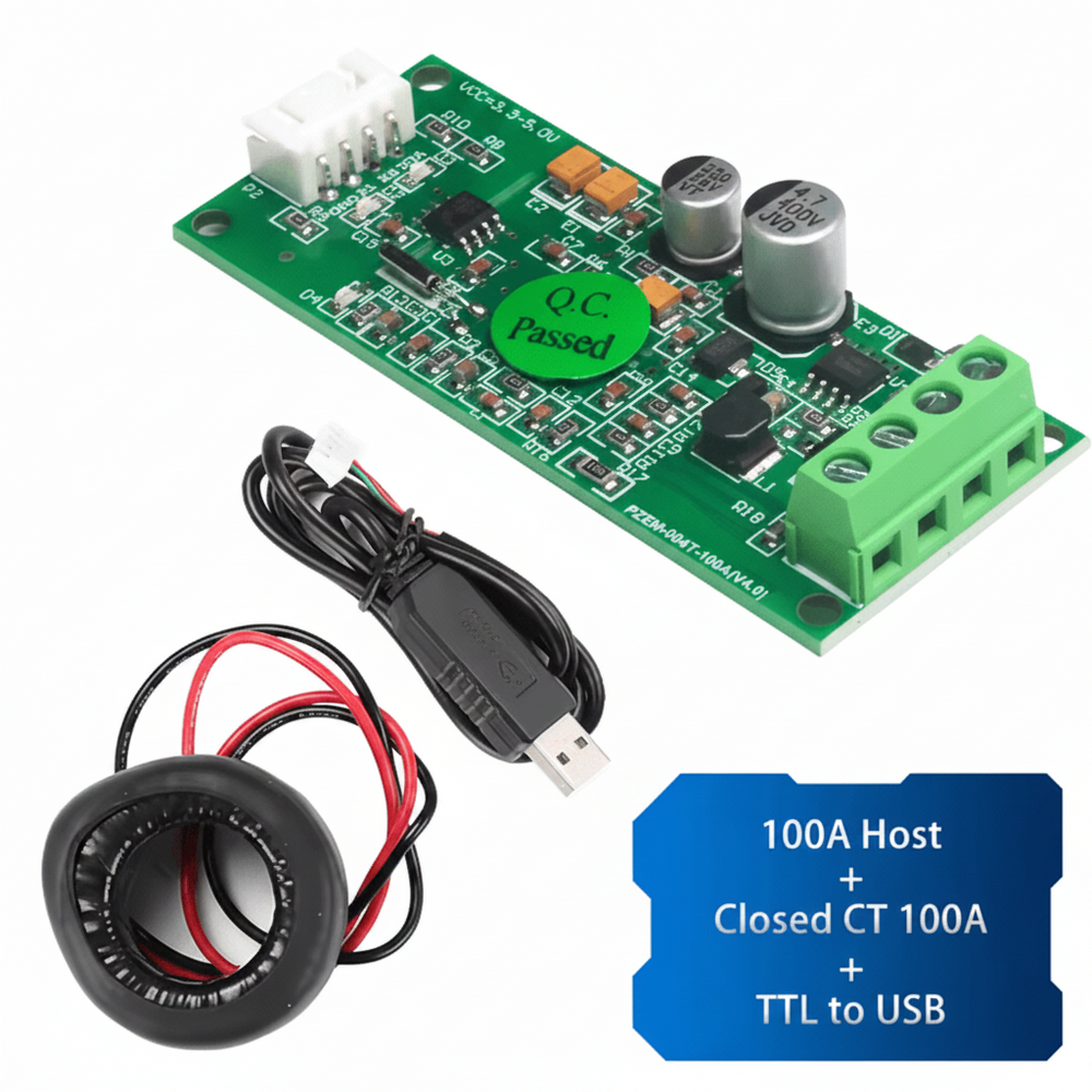 Medidor energía eléctrica AC PZEM-004T 100A + Driver USB + CT