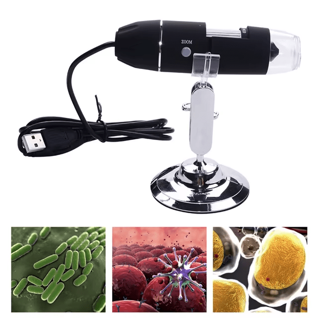Microscopio Digital USB 1600X con Iluminación LED y Enfoque Ajustable - Tecneu