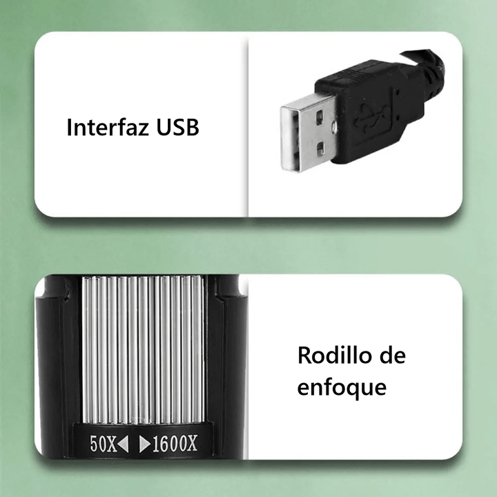 Microscopio Digital USB 1600X con Iluminación LED y Enfoque Ajustable - Tecneu