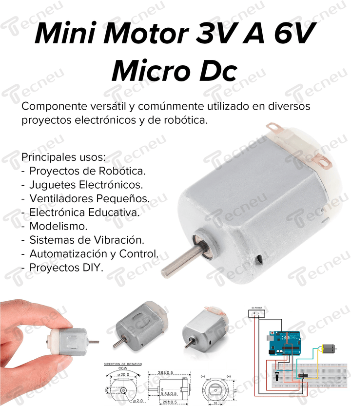 Mini Motor 3V A 6V Micro Dc - Tecneu