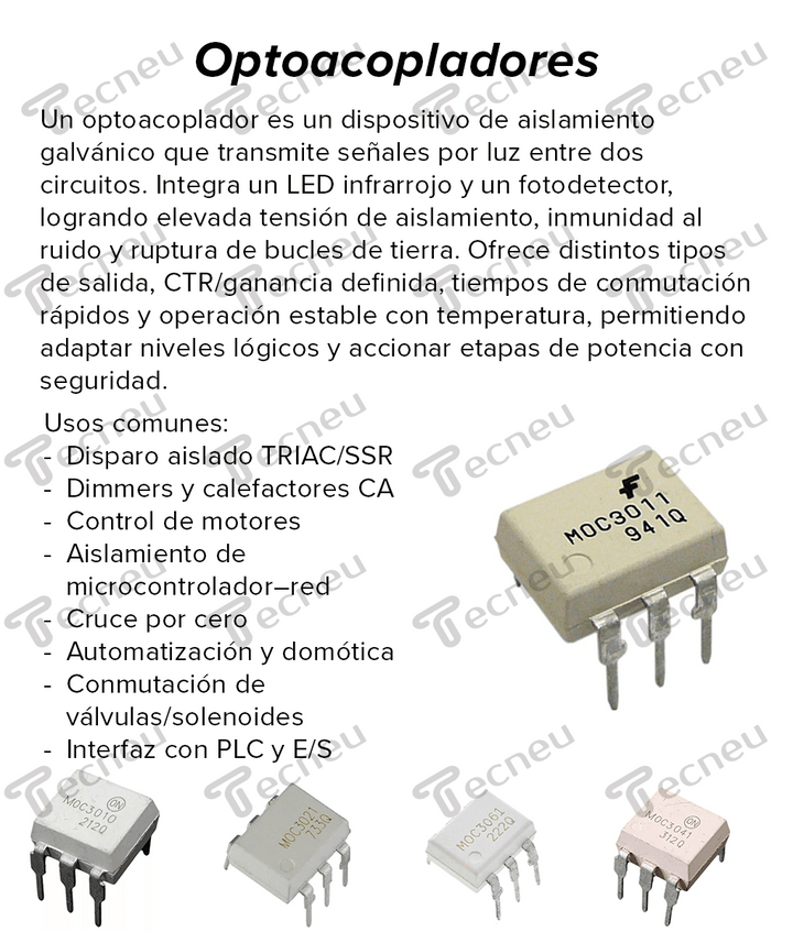MOC3041 Optoacoplador Salida Triac Paso por Cero 400V DIP - 6 - Tecneu