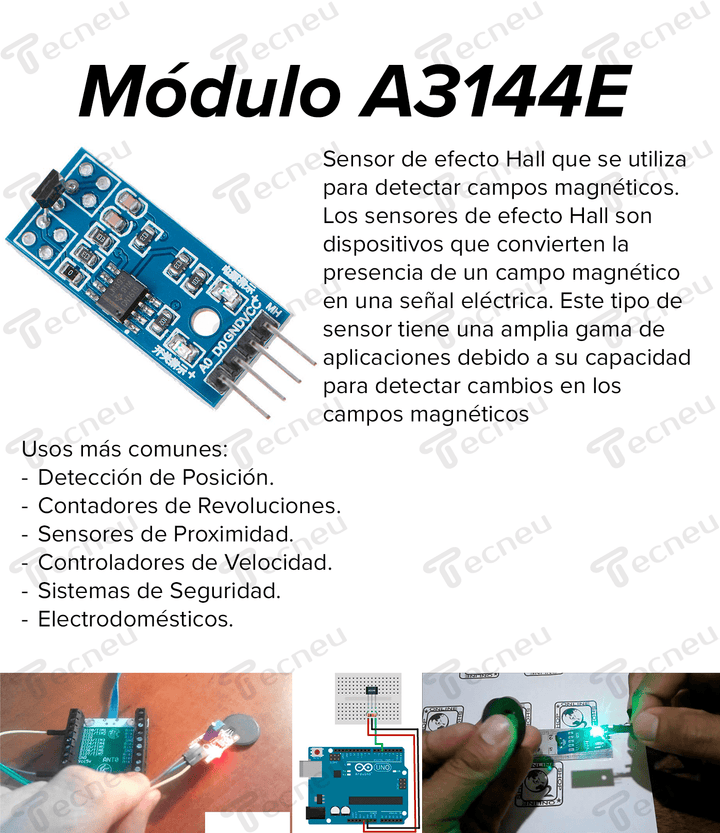 Modulo A3144e Sensor De Campo Magnético Efecto Hall - Tecneu