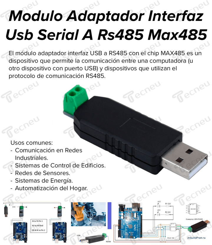 Modulo Adaptador Interfaz Usb Serial A Rs485 Max485 - Tecneu