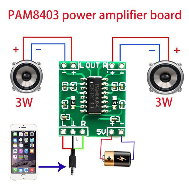 Modulo Amplificador De Audio Pam8403 Clase D 2 X 3w - Tecneu