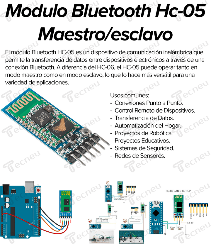 Modulo Bluetooth Hc - 05 Maestro/esclavo - Tecneu