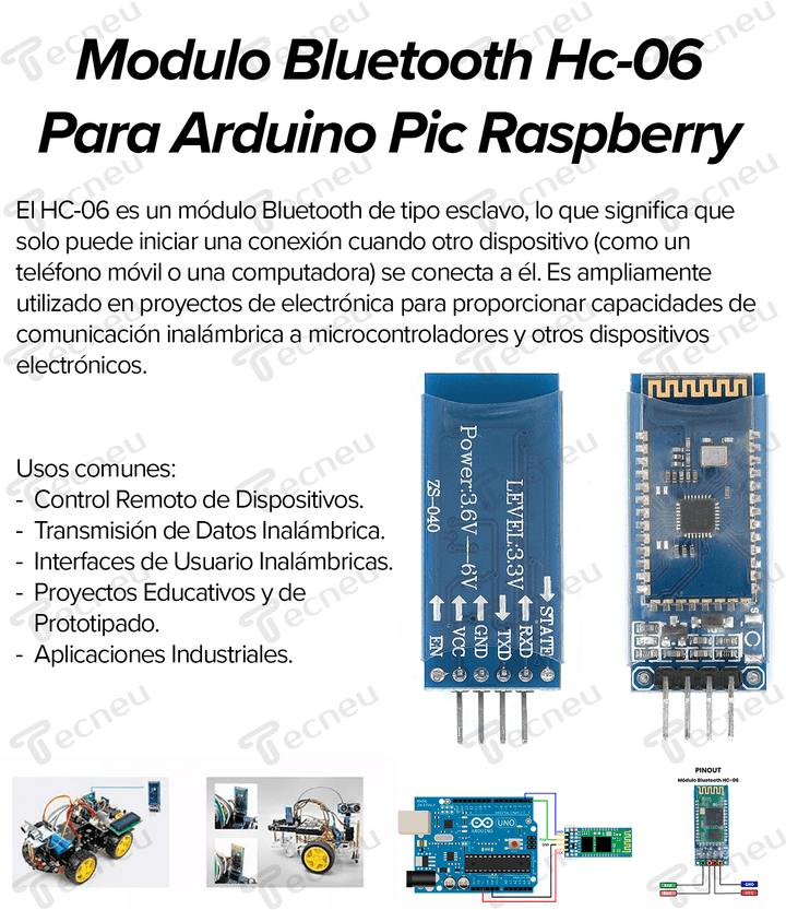 Modulo Bluetooth Hc - 06 Para Pic Raspberry - Tecneu