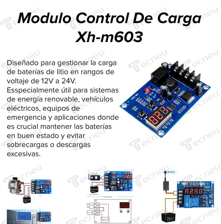 Modulo Control Carga 12~24v Baterias Xh - m603 - Tecneu