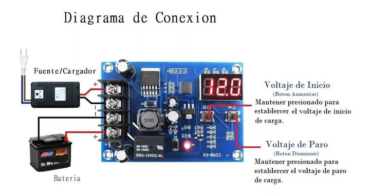 Modulo Control Carga 12~24v Baterias Xh - m603 - Tecneu