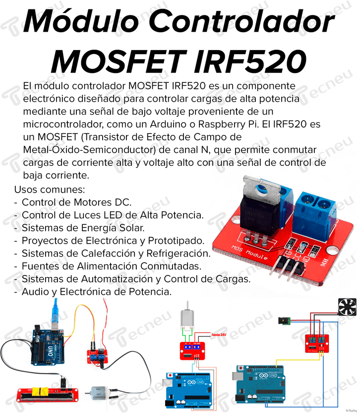 Modulo Controlador Mosfet Irf520 - Tecneu