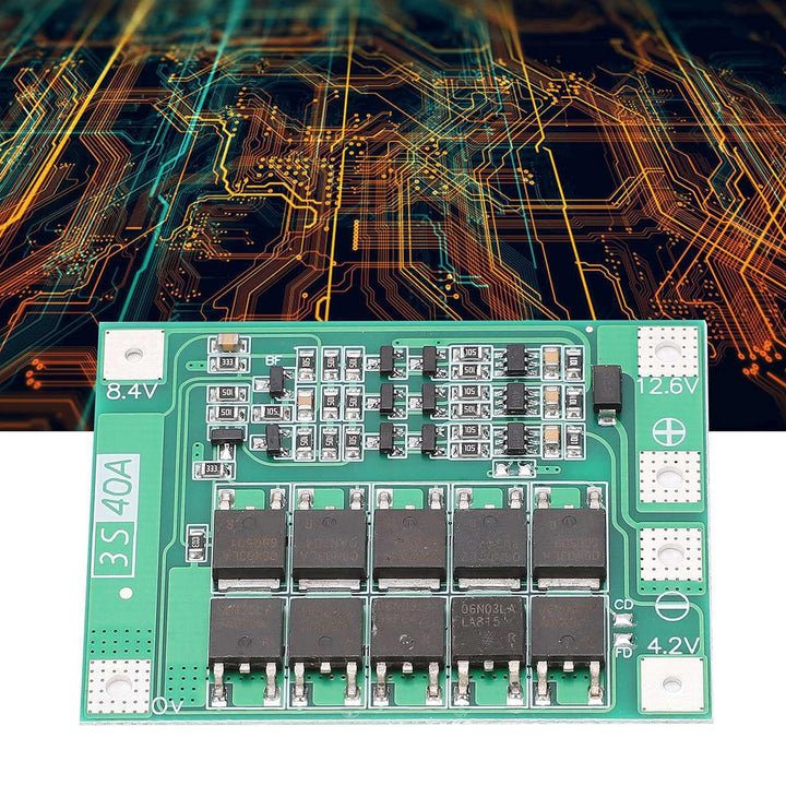 Módulo De Carga/ Descarga De Baterías Litio Bms 12.6v 40a 3s - Tecneu