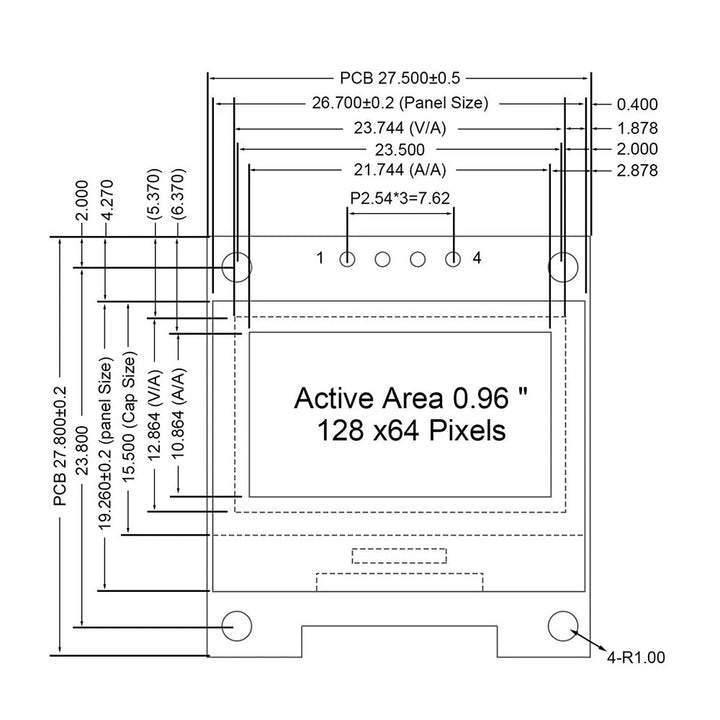 Módulo De Pantalla Led Oled 0.96 i2c 4 Pines Ssd1306 128x64 - Tecneu