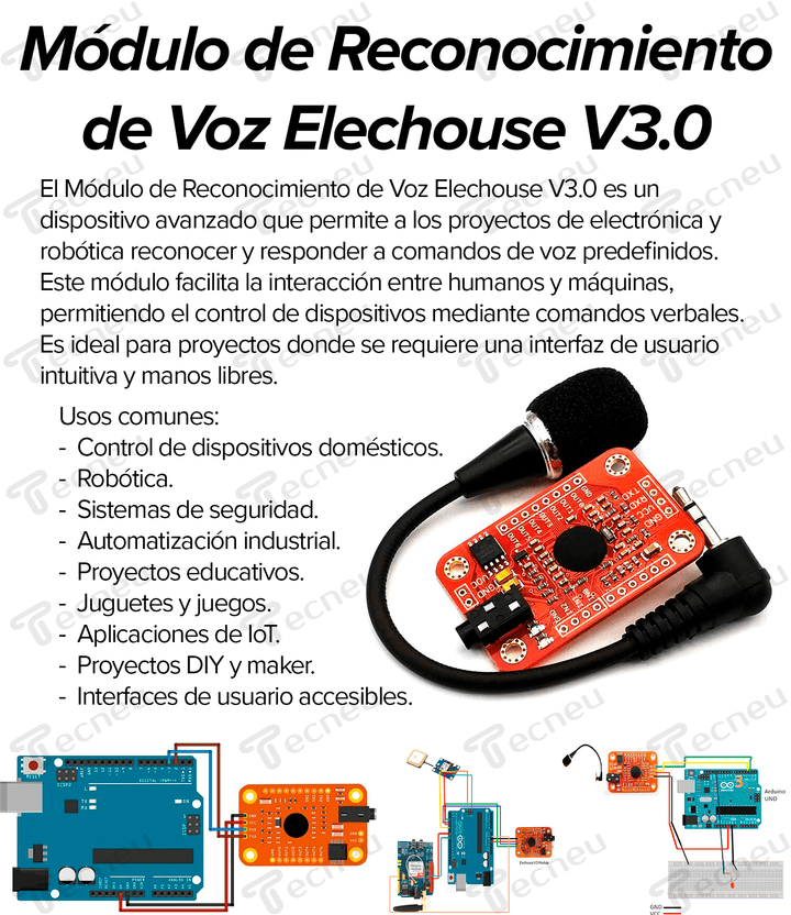 Modulo De Reconocimiento De Voz Elechouse V3.0 - Tecneu