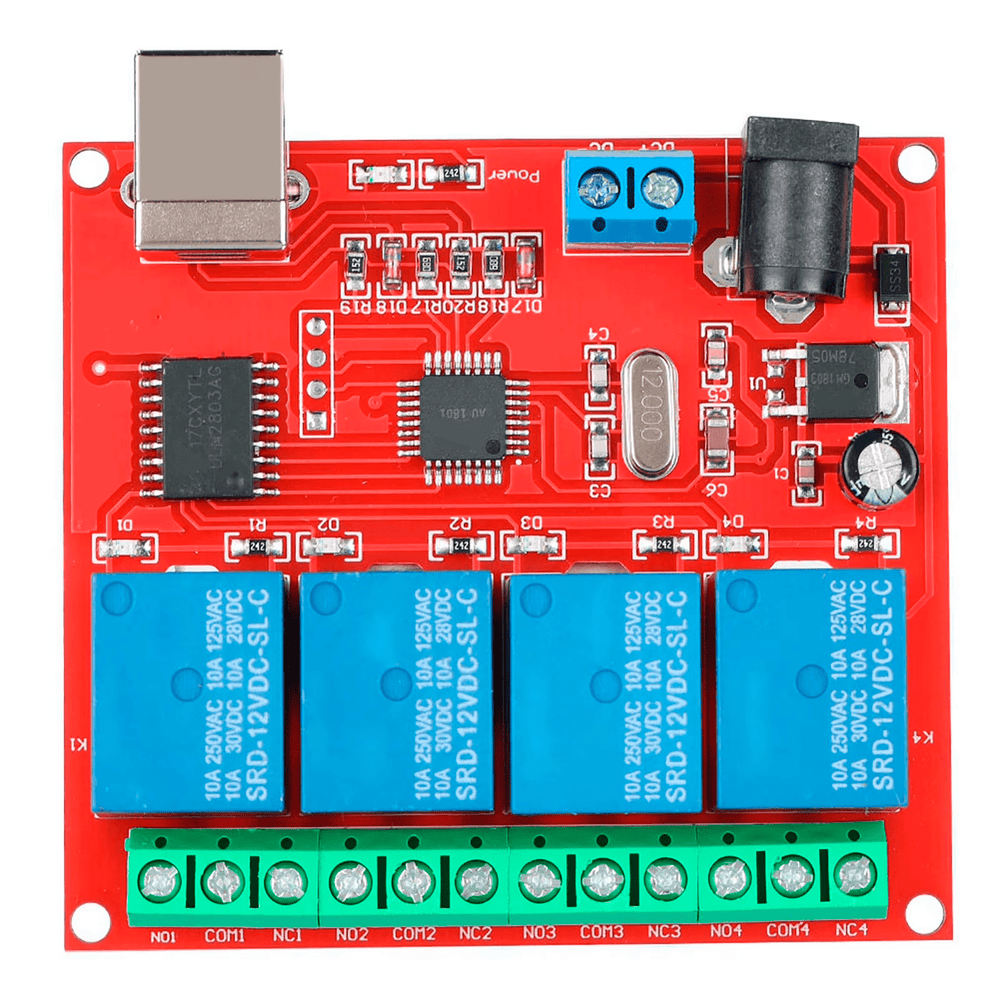 Módulo de relevador controlado por USB de 4 canales a 12V