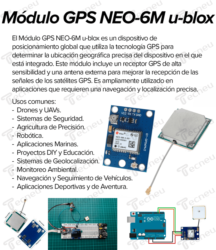 Modulo Gps Neo - 6m Ublox Con Antena - Tecneu