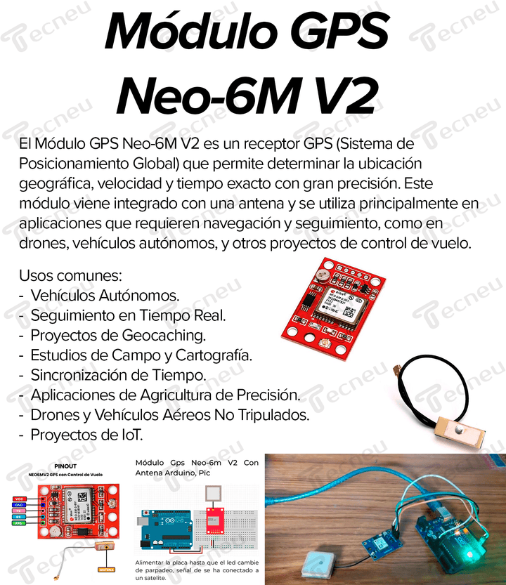 Módulo Gps Neo - 6m V2 Con Antena Control De Vulelo - Tecneu