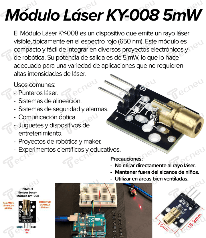 Modulo Laser Ky - 008 5mw - Tecneu