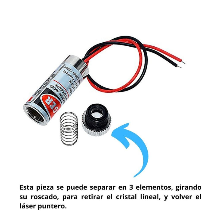 Modulo Láser Luz Roja Ajustable Linea Y Puntero 5mw 650nm 5v Distancia - Tecneu
