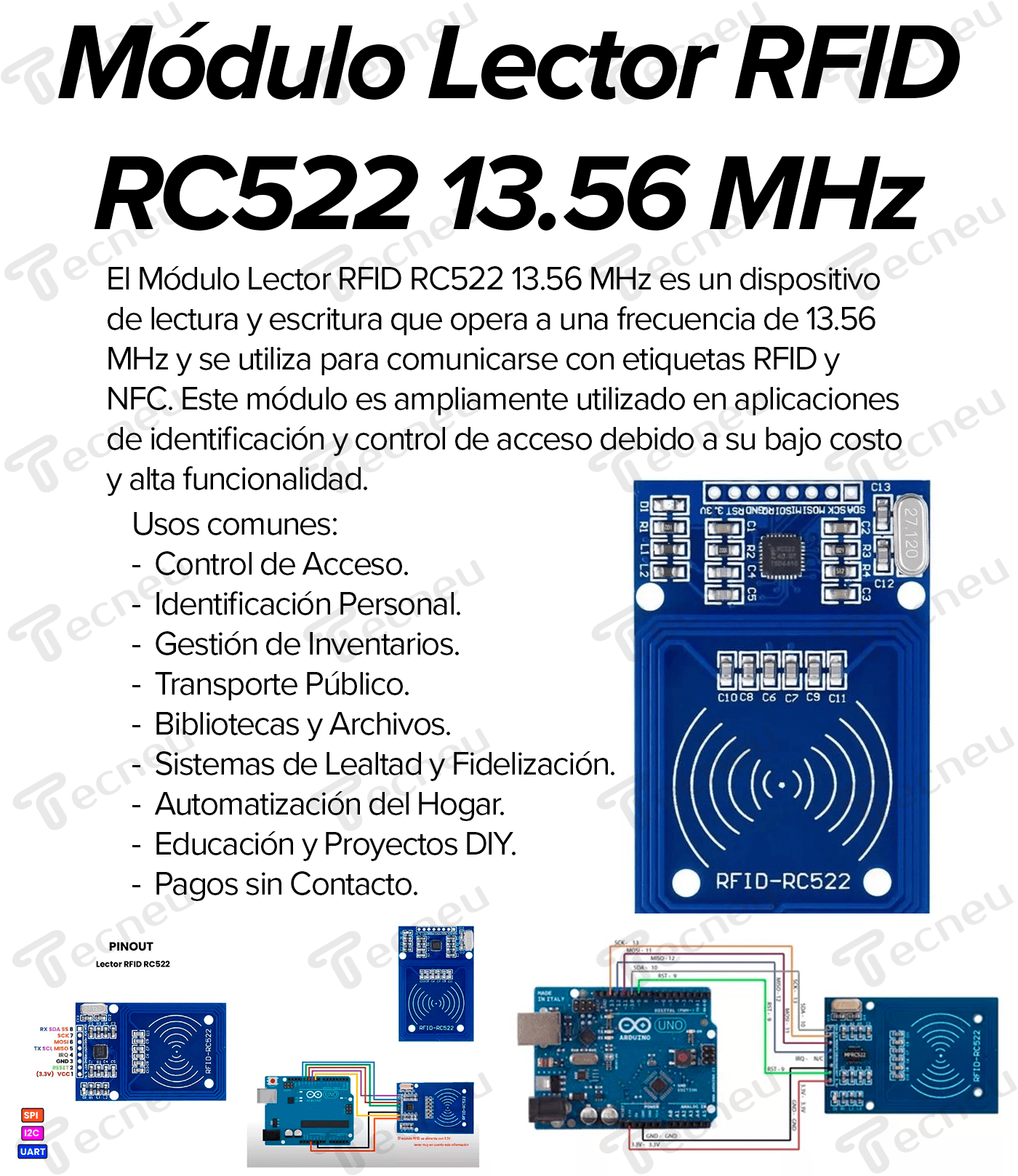 Lector Rfid Rc522 Modulo Lector Rfid Rc522 13.56 Mhz - Tecneu