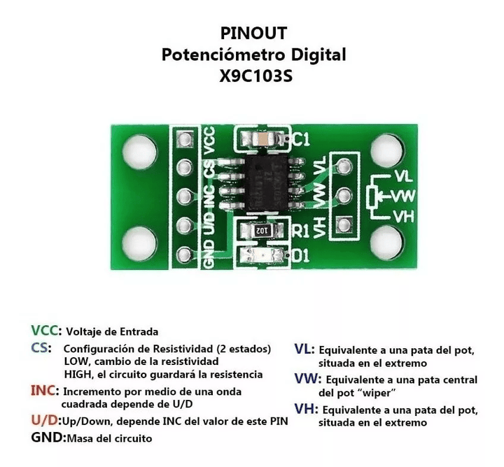 Modulo Potenciometro Digital X9c103s 10k - Tecneu
