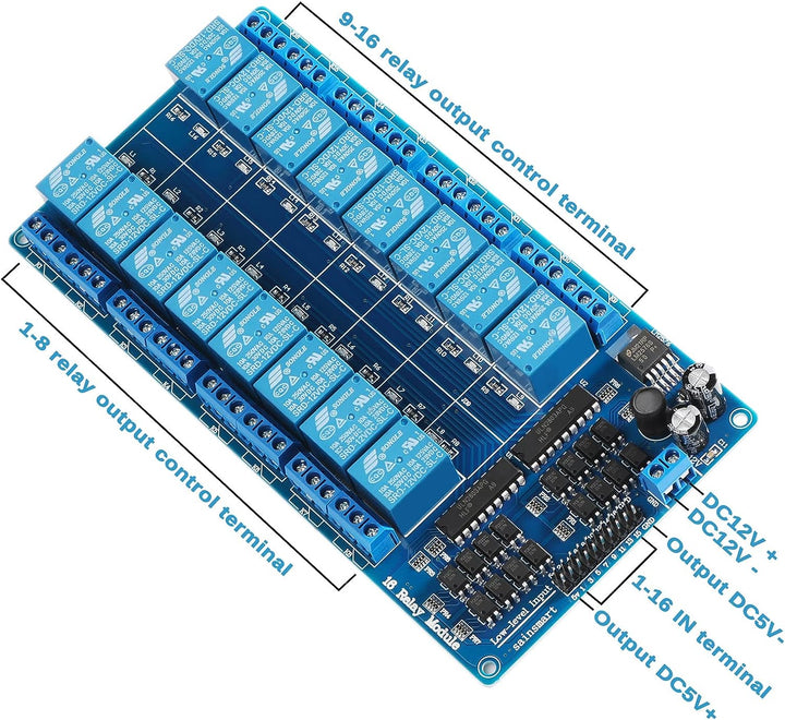 Modulo Relevadores 16 Canales 12v Relay Con Optoacoplador - Tecneu