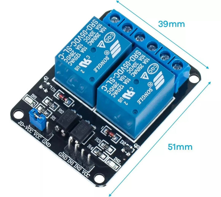 Modulo Relevadores Relay 2 Canales 12v - Tecneu