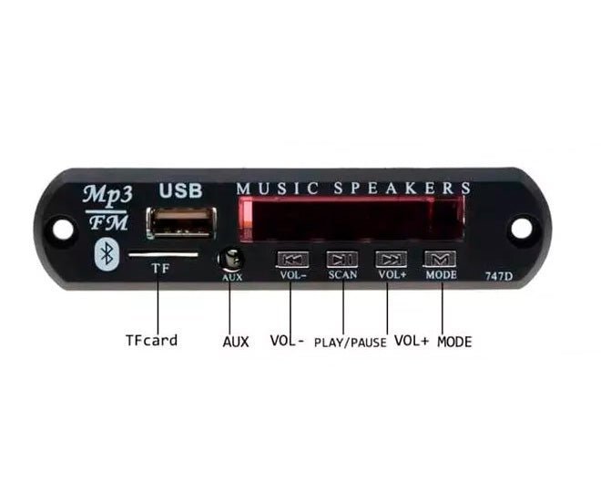 Modulo Reproductor Audio Mp3 Stereo Bluetooth Auxiliar Usb - Tecneu