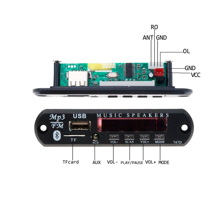 Modulo Reproductor Audio Mp3 Stereo Bluetooth Auxiliar Usb - Tecneu