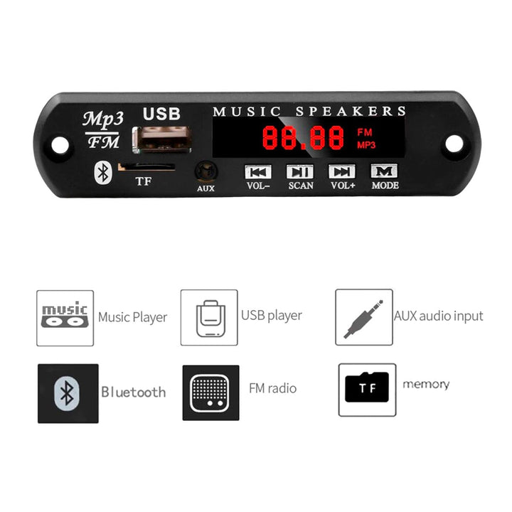 Modulo Reproductor Audio Mp3 Stereo Bluetooth Auxiliar Usb - Tecneu