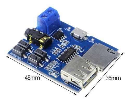 Módulo Reproductor Mp3 3w Audio Tf Card Microsd Usb - Tecneu
