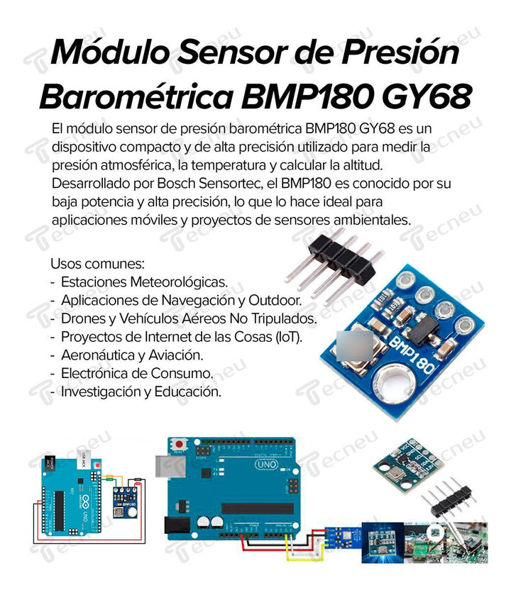 Modulo Sensor De Presion Barometrica Bmp180 Gy68 - Tecneu