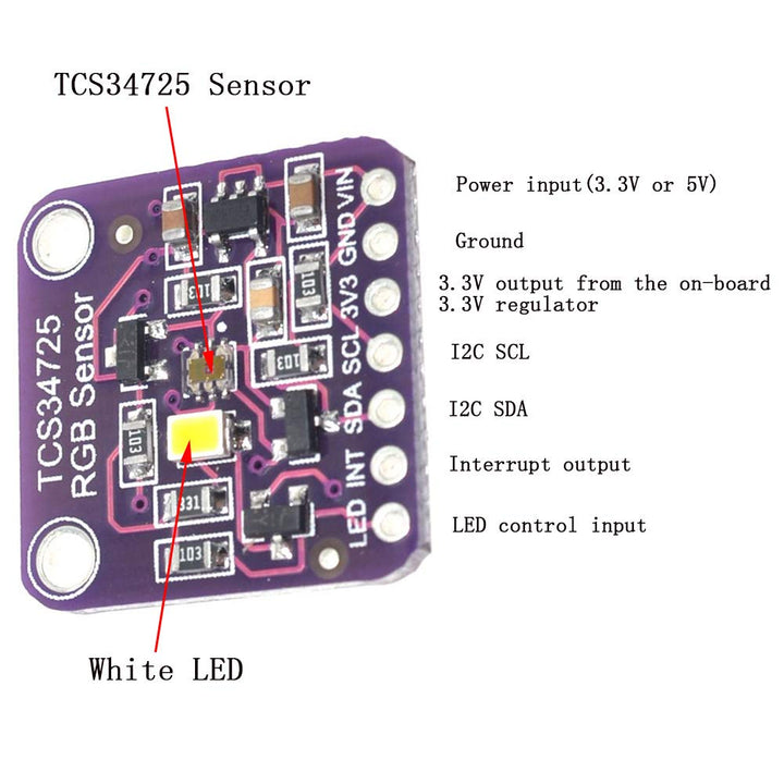 Modulo Sensor Reconocimiento De Color Rgb Tcs34725 - Tecneu